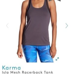 Karma Isla Mesh Racerback Tank Top Forged Iron Gray Womens‎ Size XL Yoga Workout